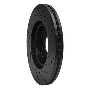 Acura TL Brake Rotor (1) - Front Left - R1 Concepts - Drilled & Slotted - Black - `09-`14